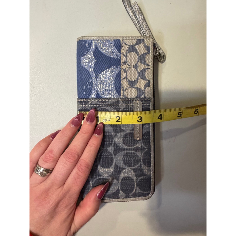 Women's Coach Blue Silver Patchwork Signature Zip… - image 7